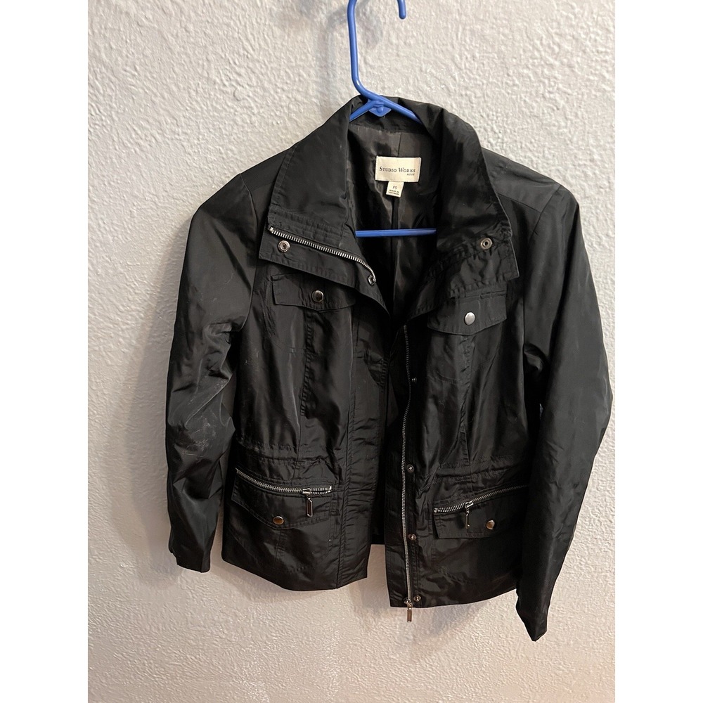 Studio Works Women's Lightweight Jacket Black Full Zip Size PS